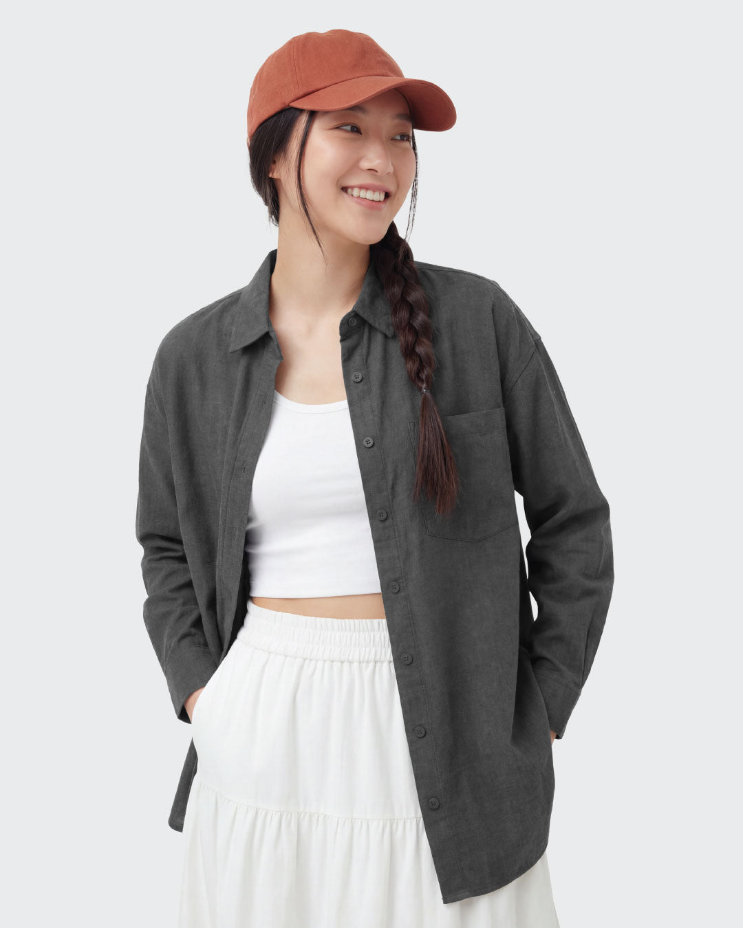 Women Long Sleeve Oxford Oversized Shirt