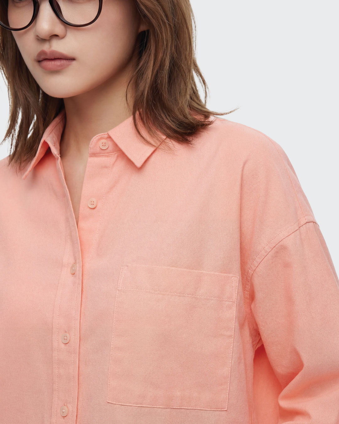 Women Long Sleeve Oxford Oversized Shirt