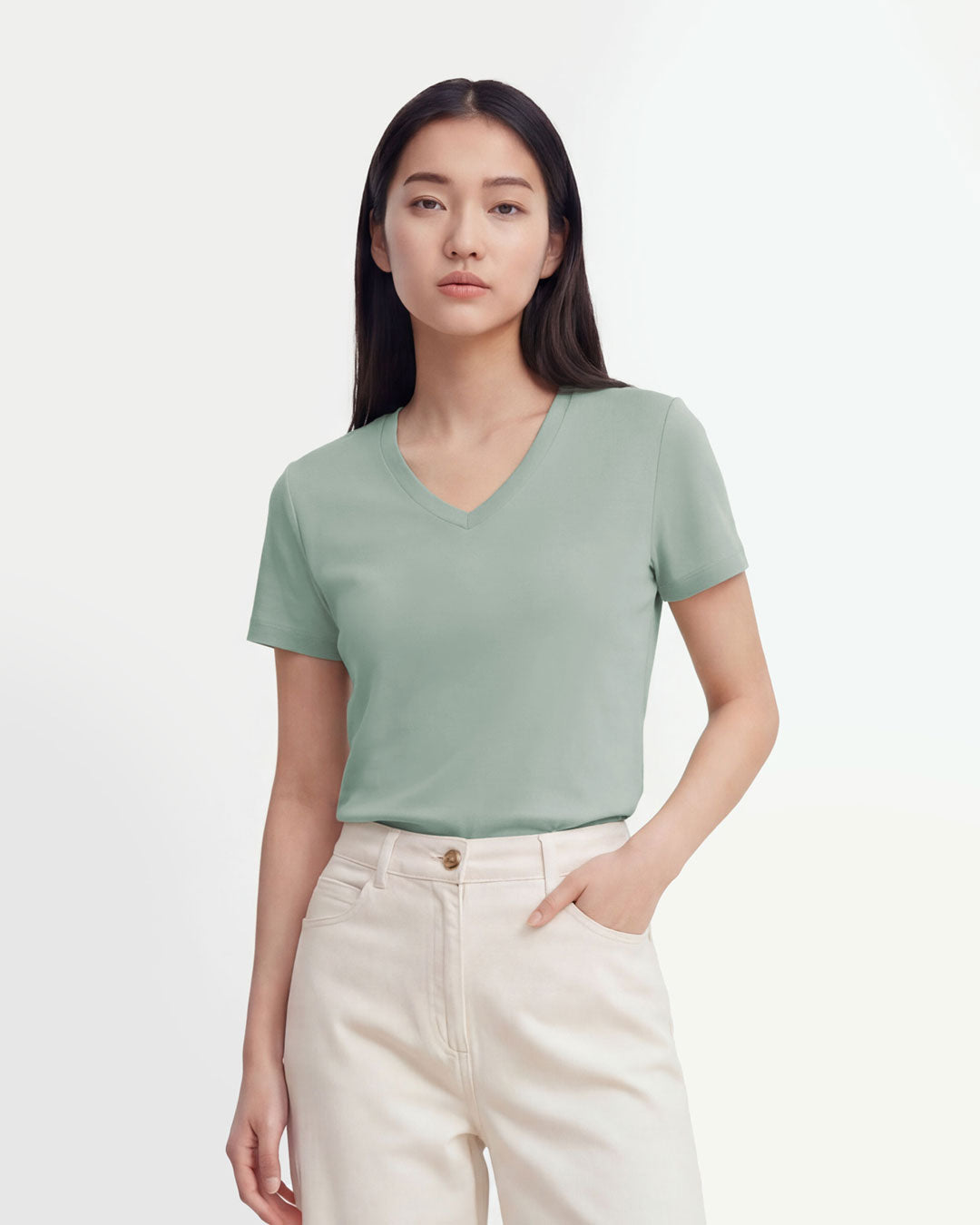 Women Premium Cotton V-Neck Tee