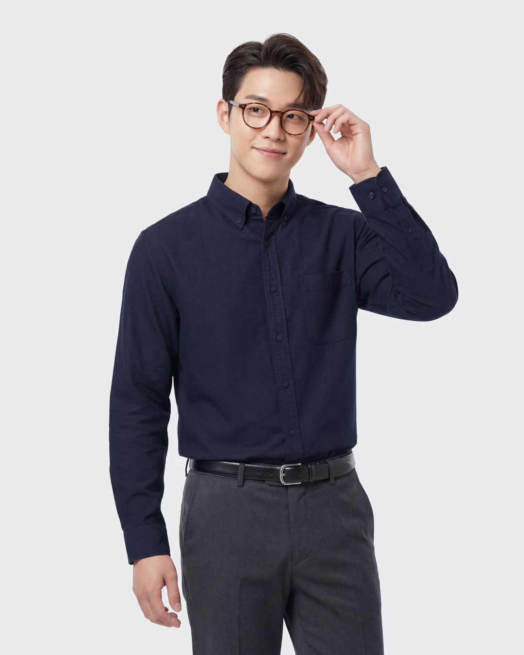 Men Regular Fit Long Sleeve Oxford Shirt