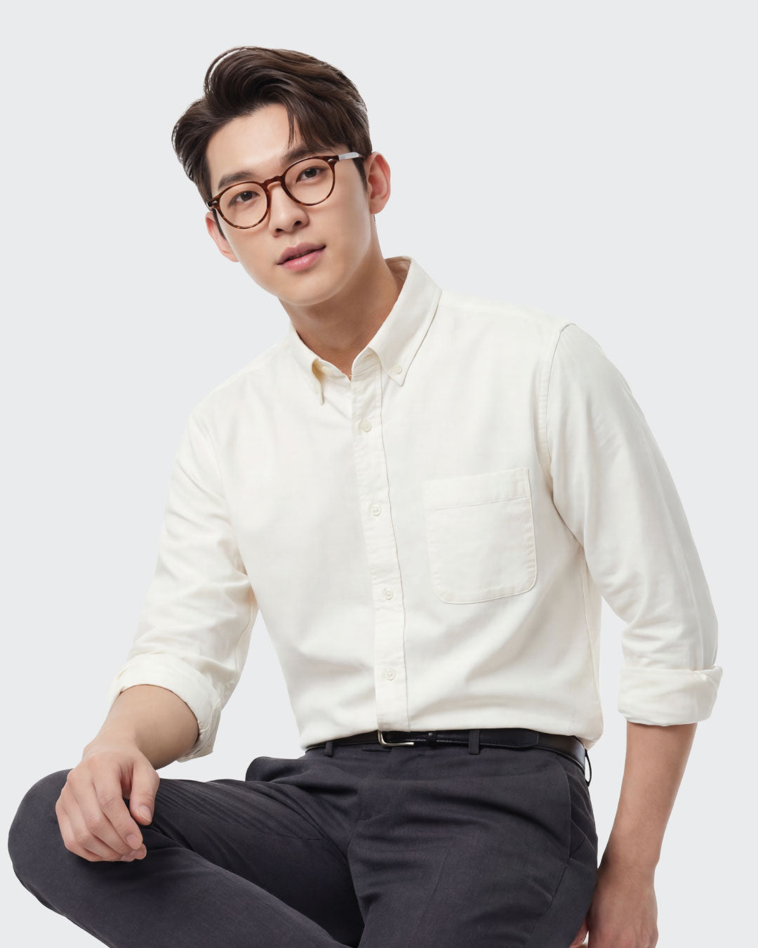 Men Regular Fit Long Sleeve Oxford Shirt