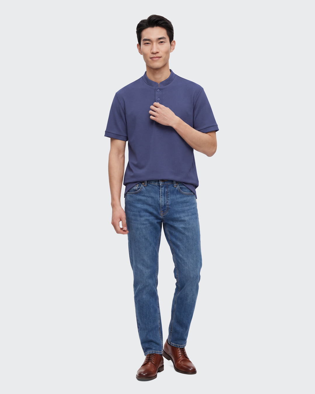 Men Sleek Fit Mandarin Collar Tee