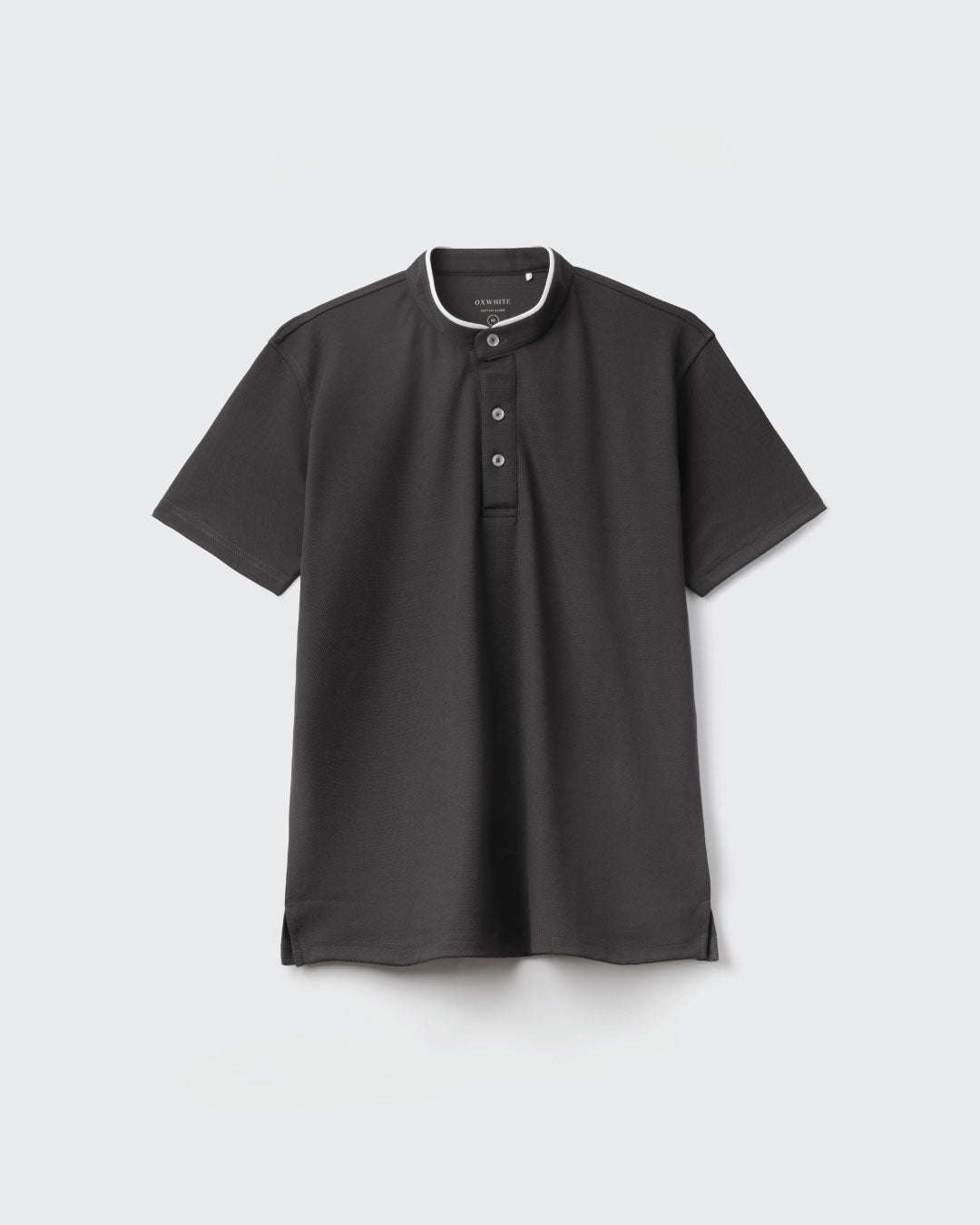 Men Slim Fit Contrast Mandarin Collar Tee