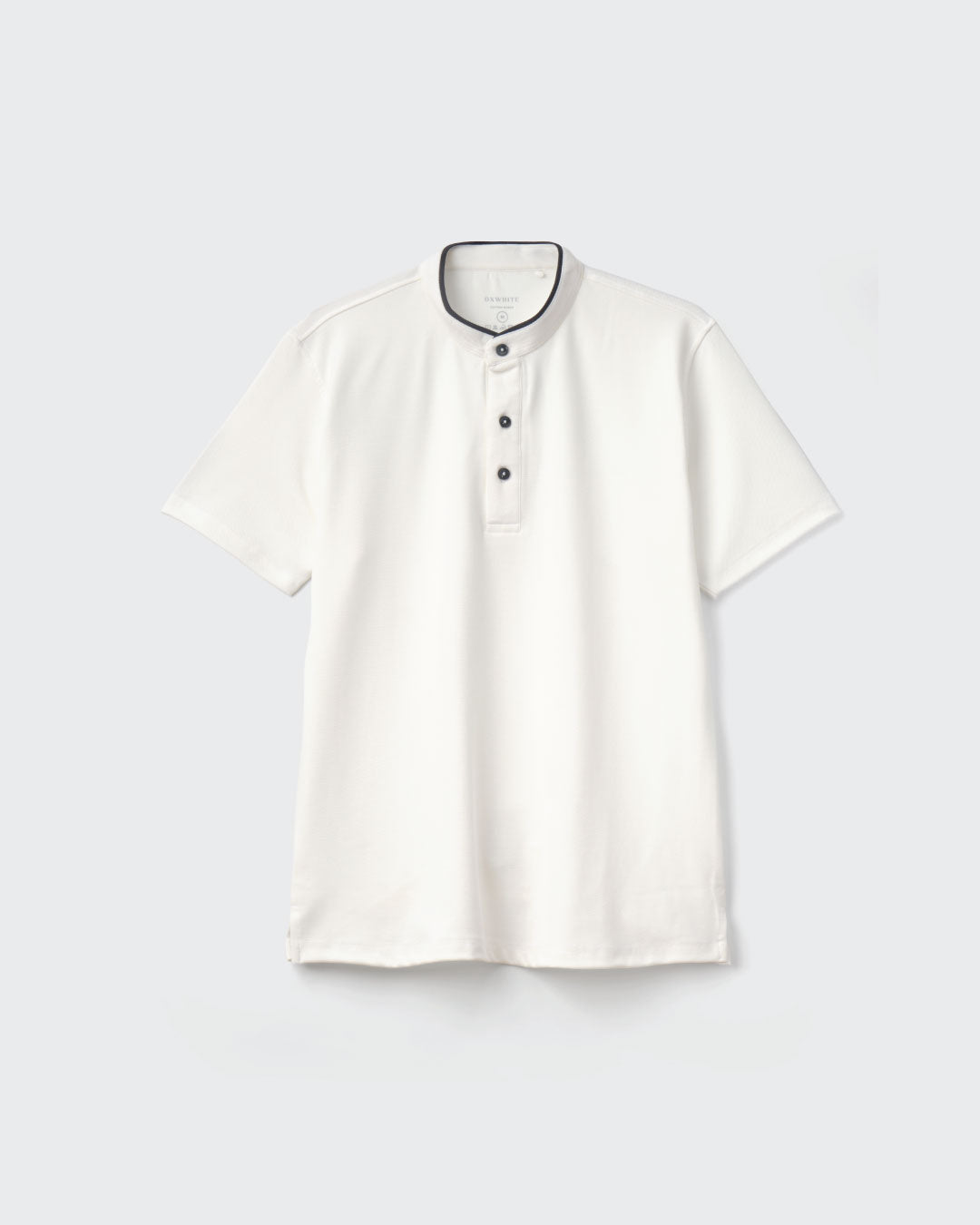 Men Slim Fit Contrast Mandarin Collar Tee