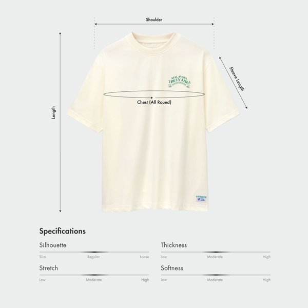 Size chart for Oxwhite x Loka Made Truly Asia Print Tee