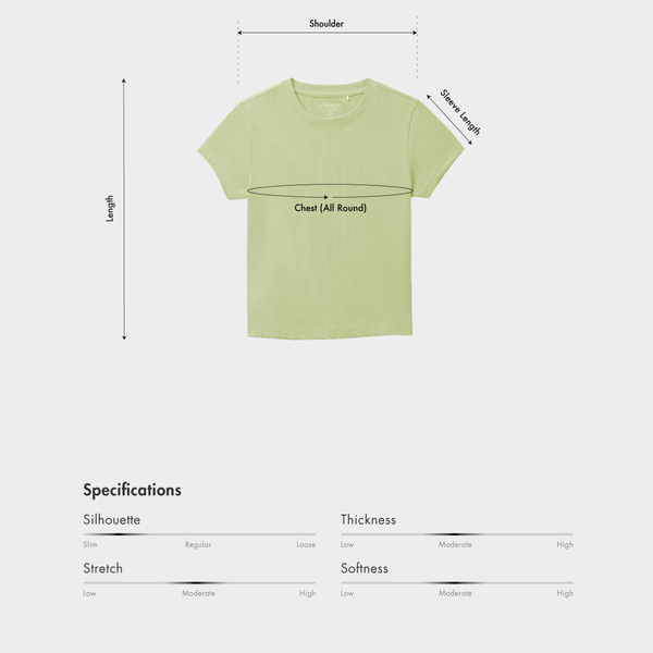 Size chart for Women Baby Ribbed Tee