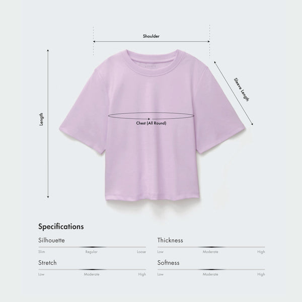 Size chart for Women Basic Boxy Crop Tee