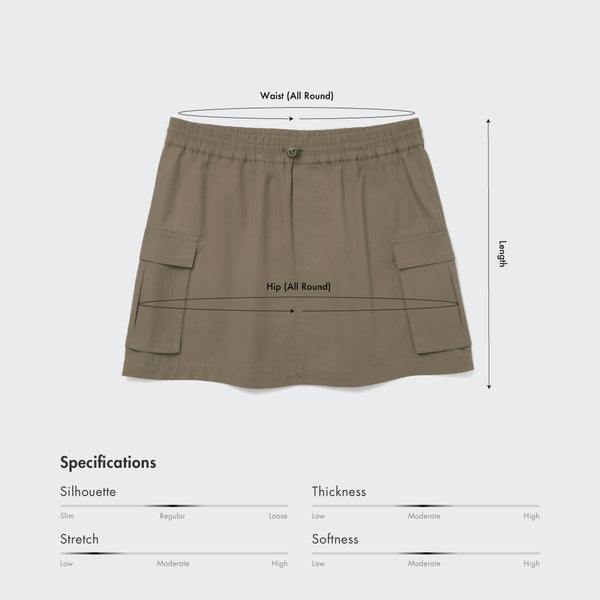 Size chart for Women Cargo Skirt