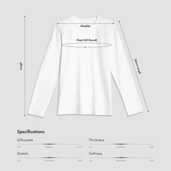Size chart for Women Premium Long Sleeve Crew Neck Tee