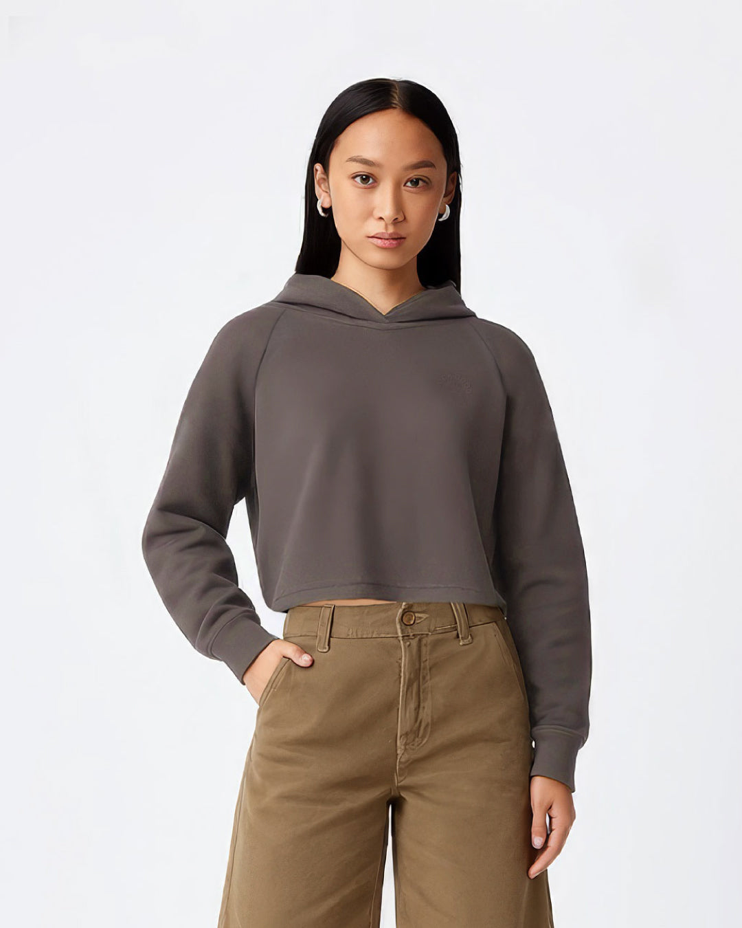 Women Long Sleeve Cropped Hoodie Pullover