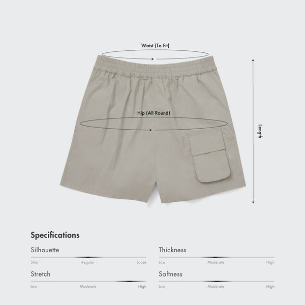 Size chart for Women Nylon Easy Shorts