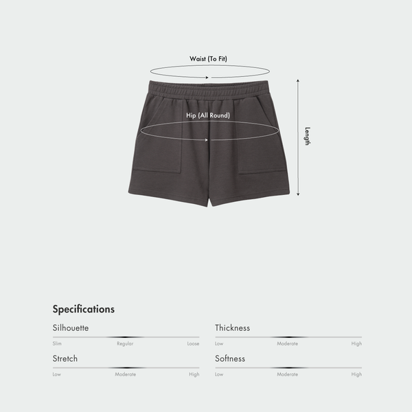 Size chart for Women Paperbag Sweat Shorts