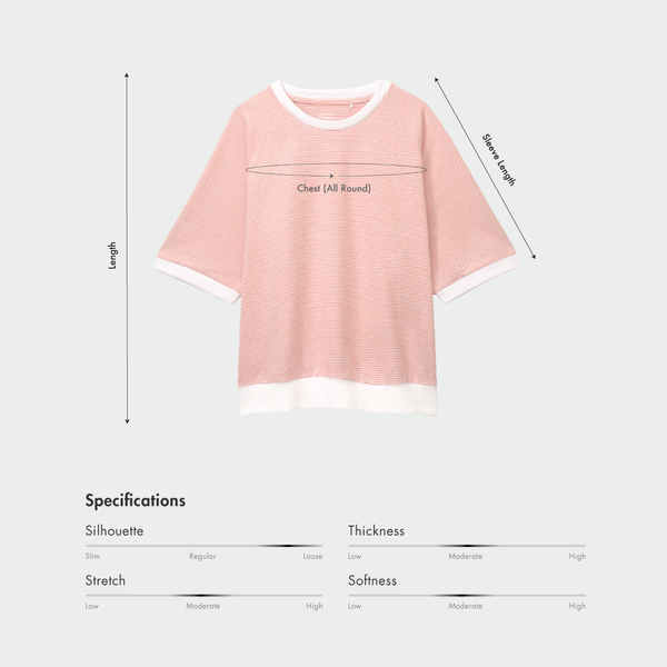 Size chart for Women Raglan Sleeve Stripes Top