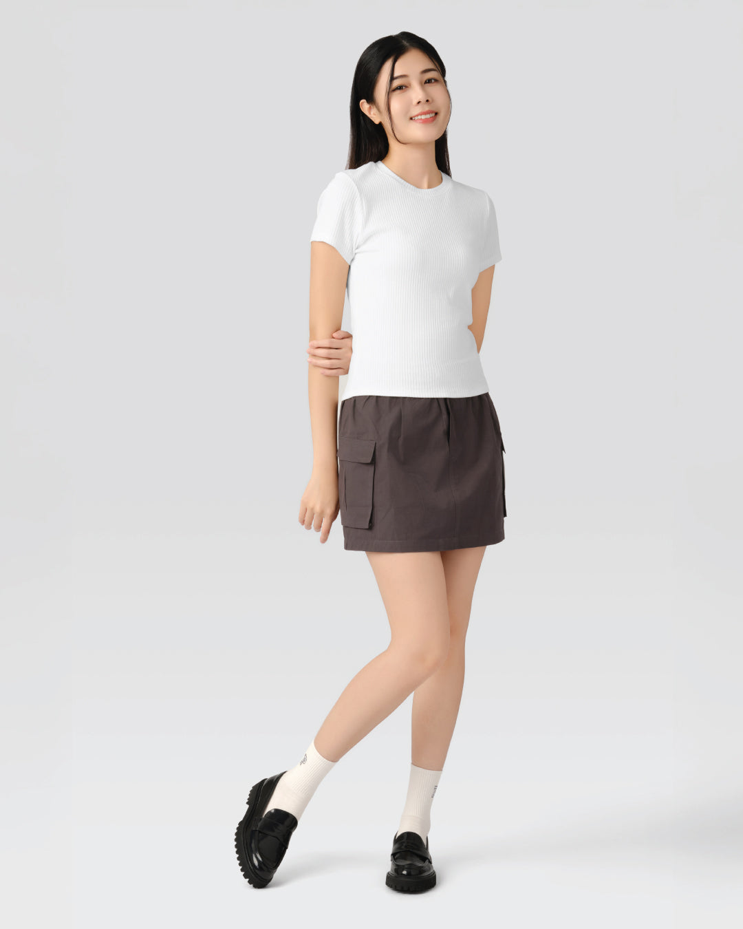 Women Round Neck Ribbed Top