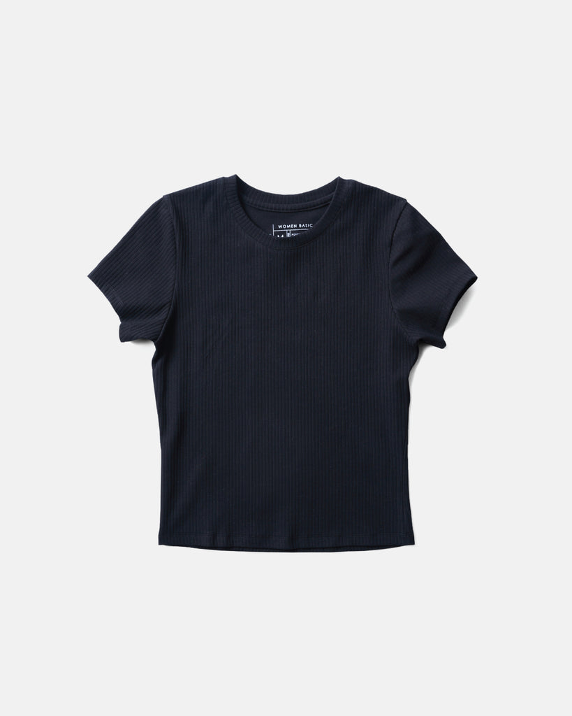 Ribbed Round Neck Drop Shoulder Long Sleeve Top
