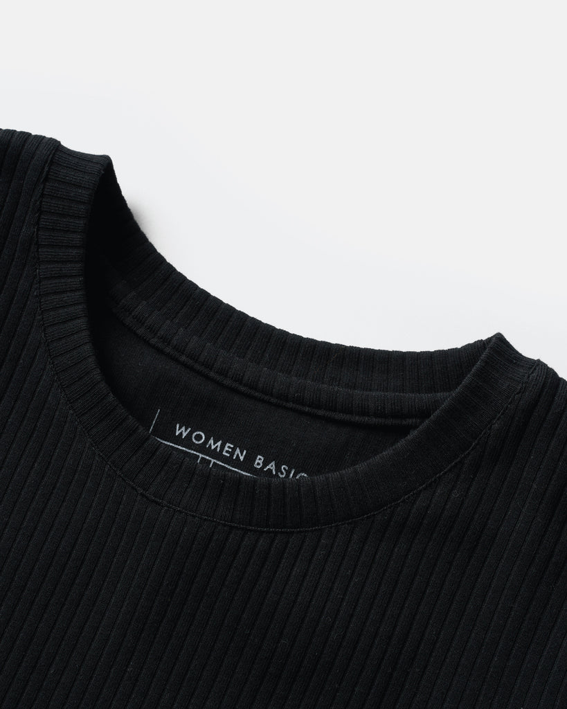 Ribbed Round Neck Raglan Sleeve Top
