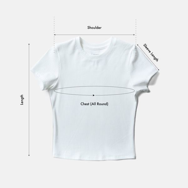 Size chart for Women Round Neck Ribbed Top