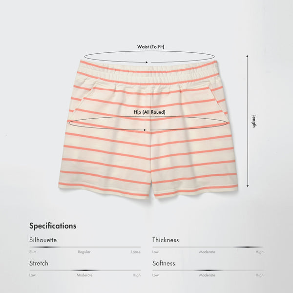 Size chart for Women Stripe Shorts