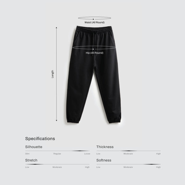 Size chart for Women Terry Jogger