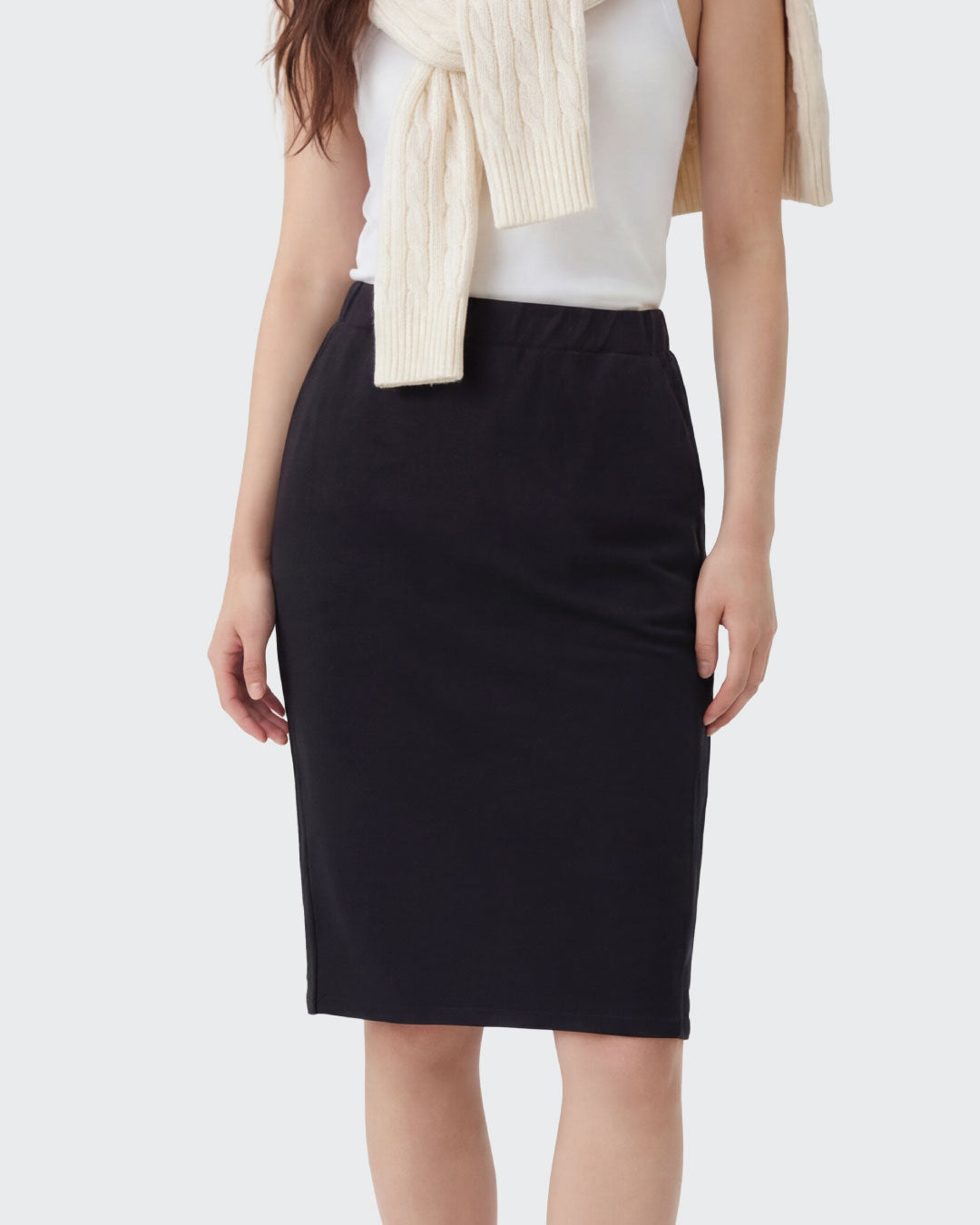 Women Terry Pencil Midi Skirt