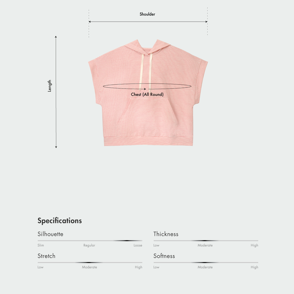 Size chart for Women Urban Edge Sleeveless Hoodie