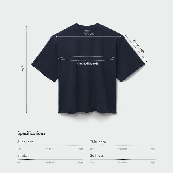 Size chart for Men Boxy Fit Shoulder Panelled Top