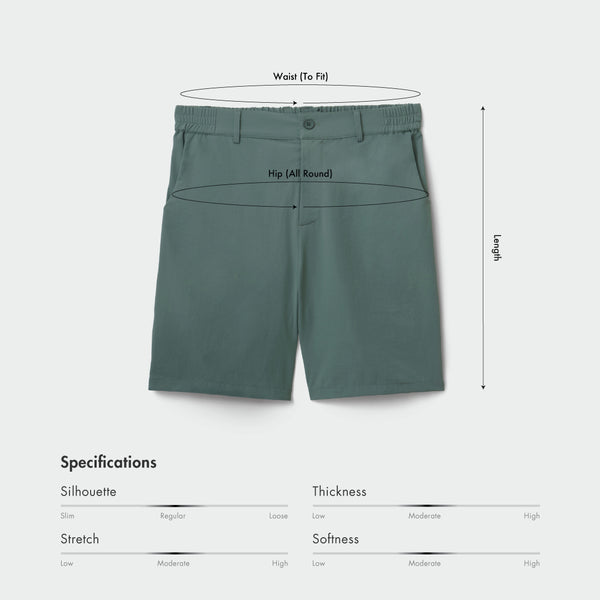 Size chart for Men Nylon Shorts