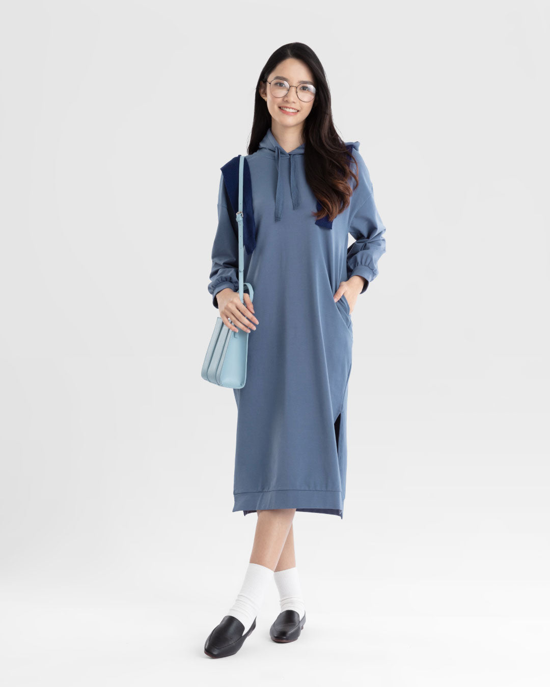 Women Midi Hoodie Dress