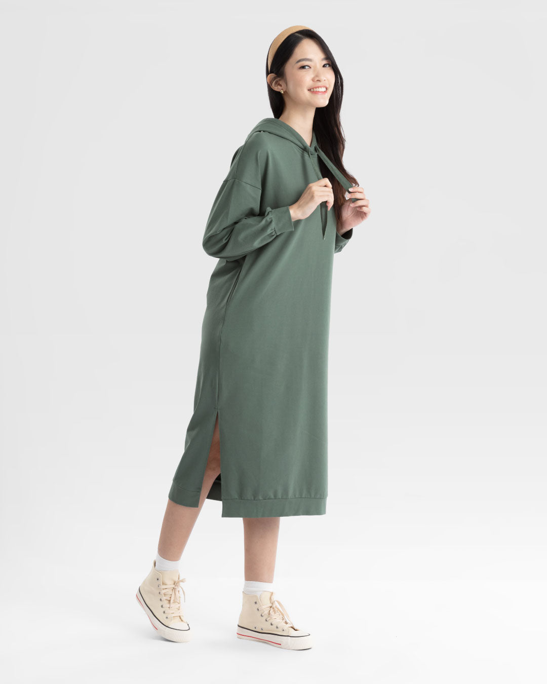 Women Midi Hoodie Dress