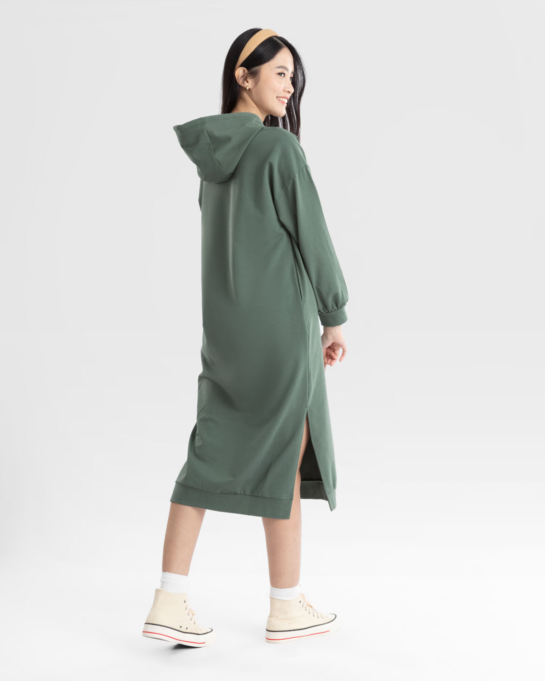 Women Midi Hoodie Dress