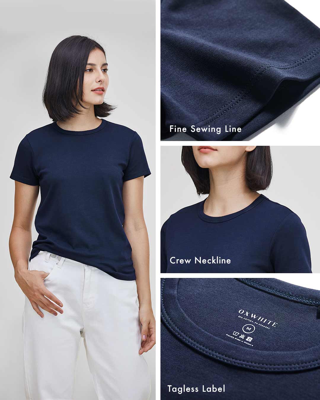 Women Premium Weight Cotton Crew Neck Tee (Essential)