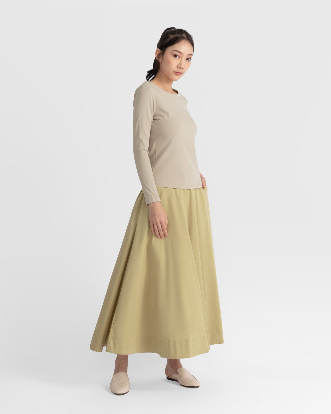 Women Boatneck Long Sleeve Fitted Top