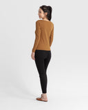 Women Boatneck Long Sleeve Fitted Top
