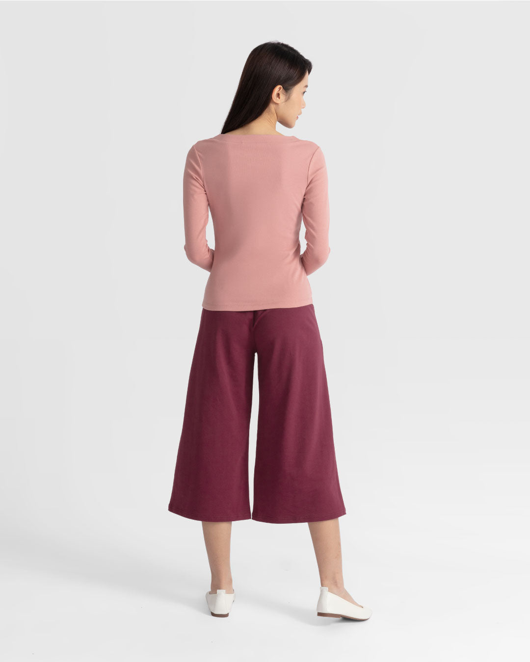 Women Boatneck Long Sleeve Fitted Top