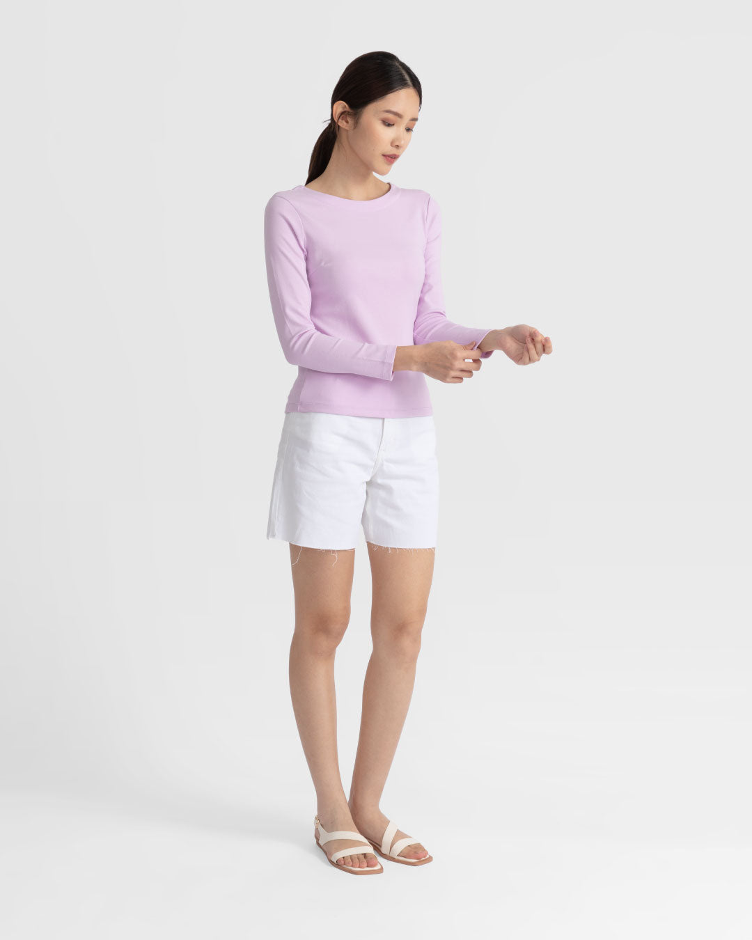 Women Boatneck Long Sleeve Fitted Top