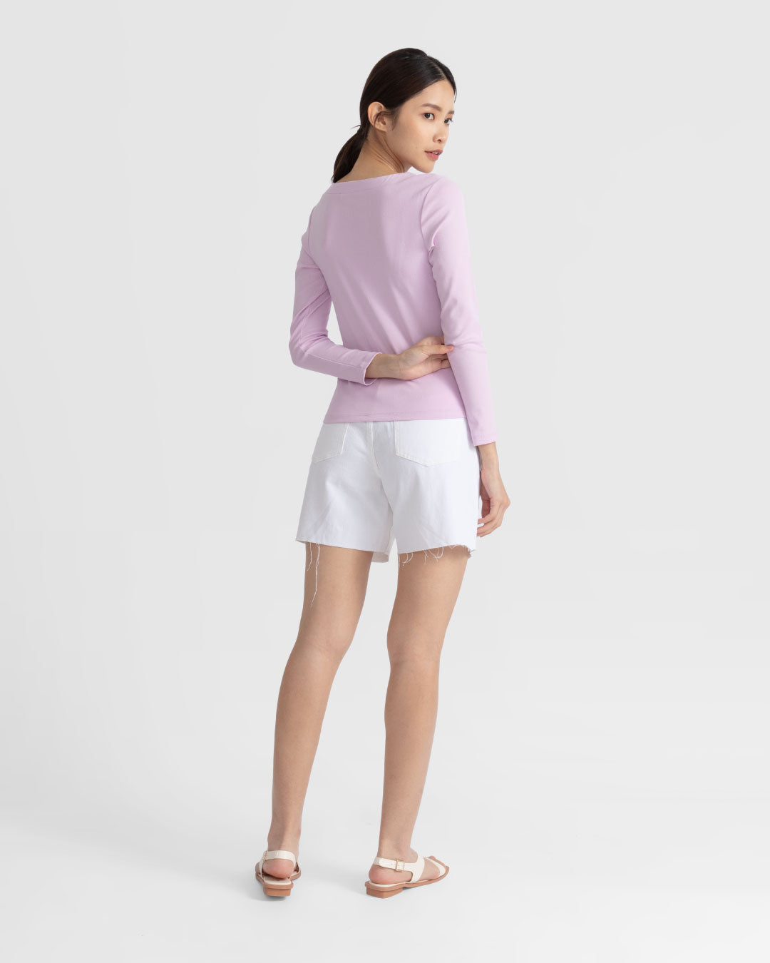 Women Boatneck Long Sleeve Fitted Top