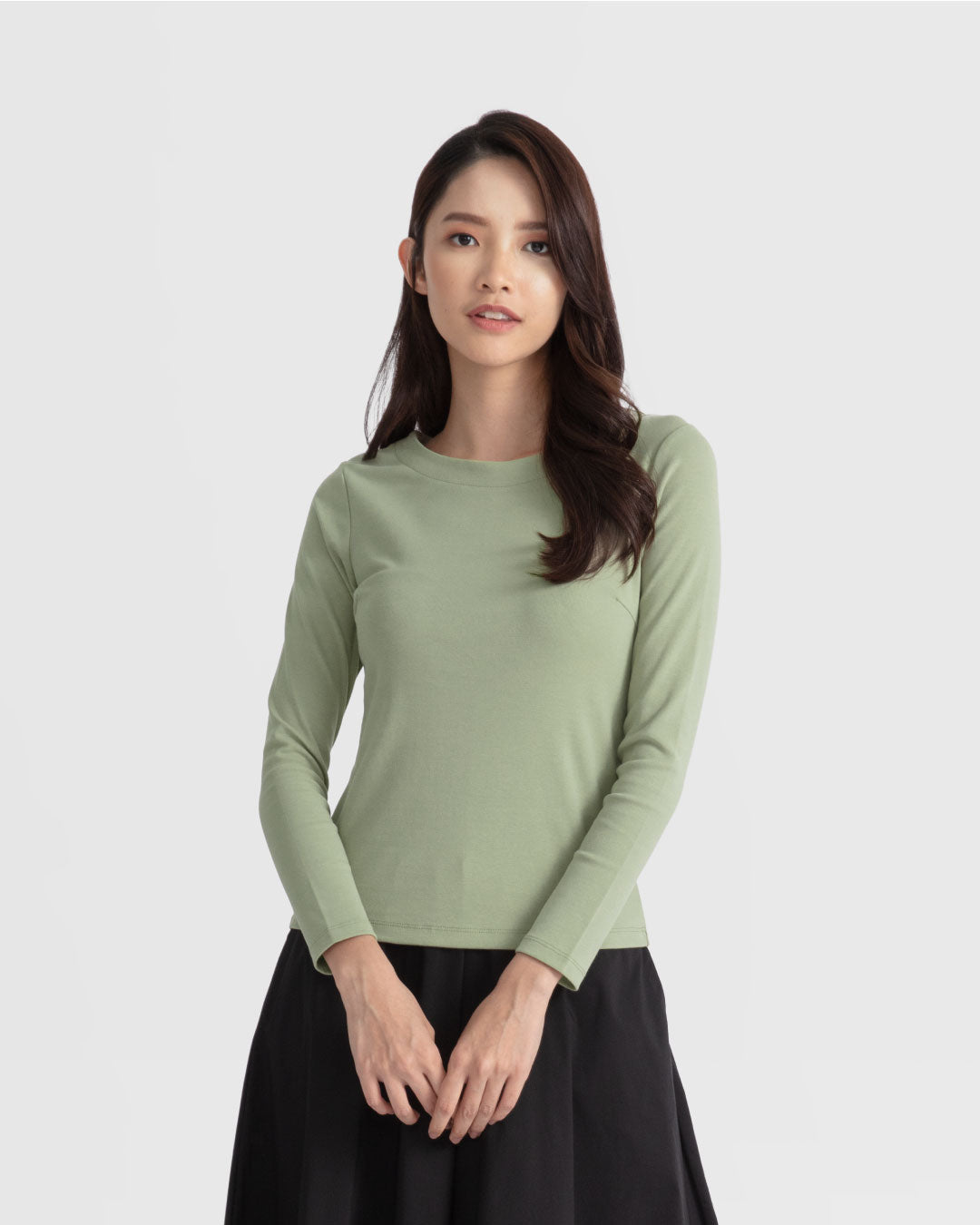Women Boatneck Long Sleeve Fitted Top