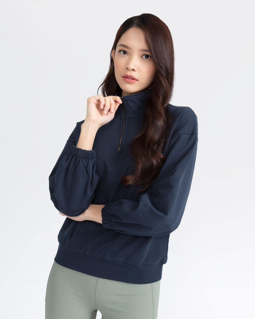 Women Half Zip Turtleneck Sweater