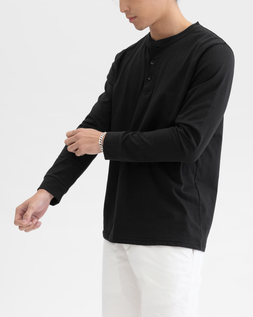 Men Long Sleeve Henley Tee