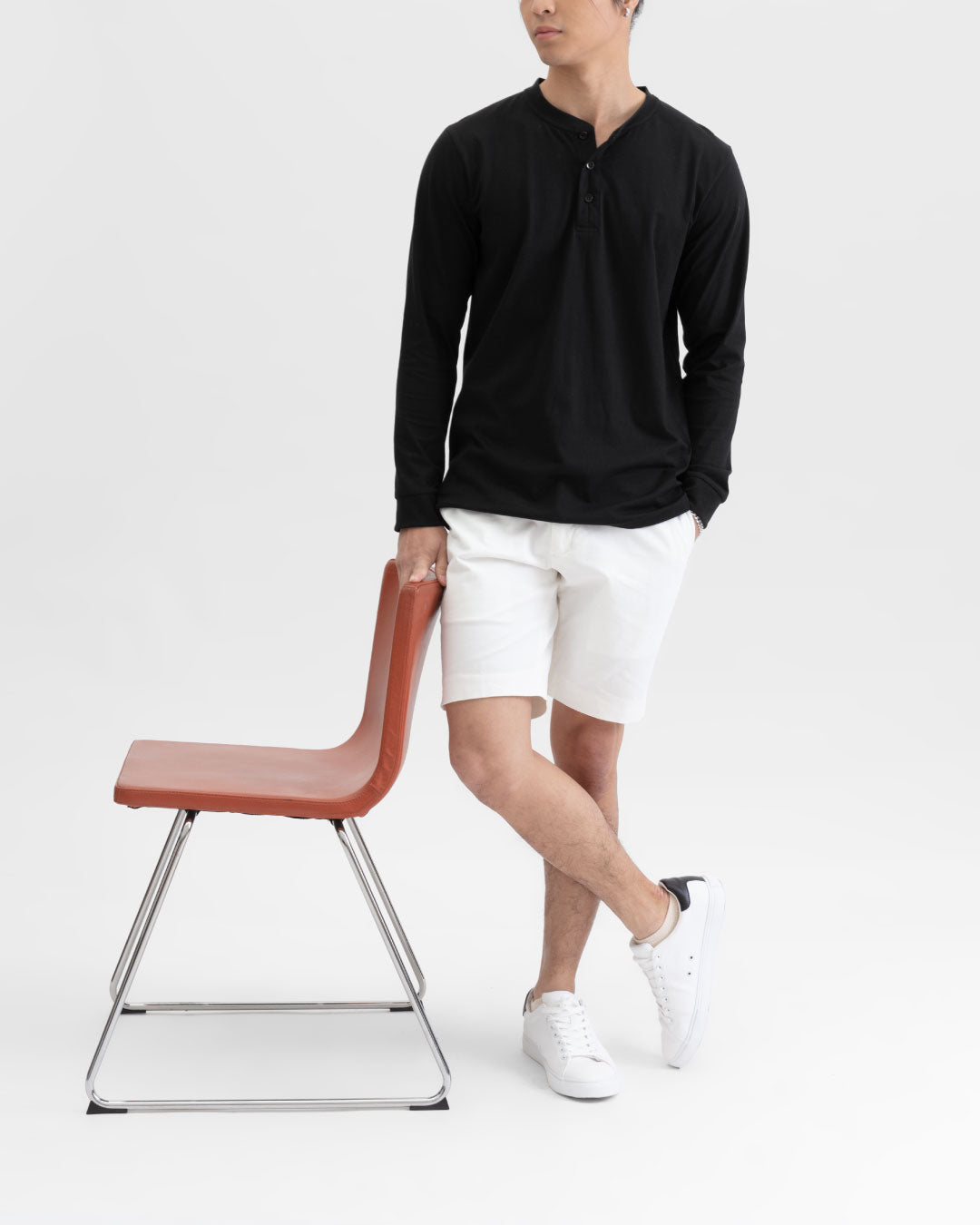 Men Long Sleeve Henley Tee