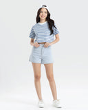 Women Raglan Cropped Top (Stripe)