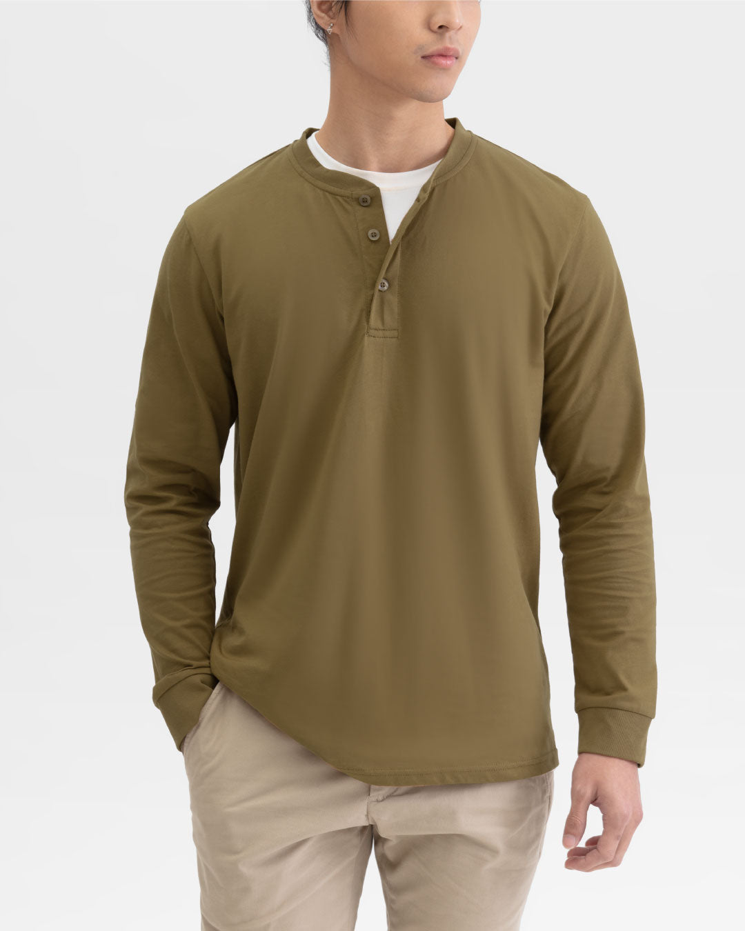 Men Long Sleeve Henley Tee