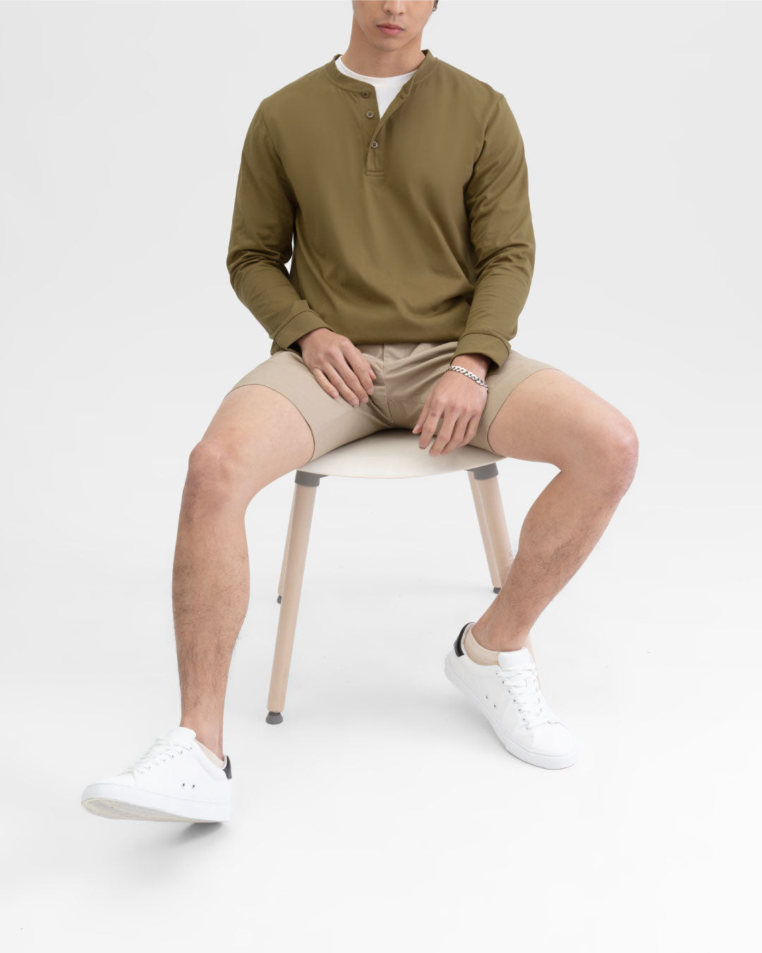 Men Long Sleeve Henley Tee